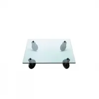 table basse - tavolo con ruote carrée transparent verre, métal l 100 x p 100 x h 25 cm