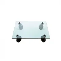 table basse - tavolo con ruote carrée transparent verre, métal l 150 x p 150 x h 25 cm