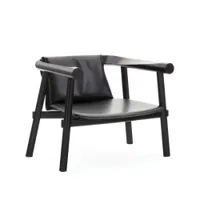 fauteuil - altay cuir hêtre massif laqué, cuir noir pleine fleur de vachette noir l 73cm x p 73cm x h 63cm,  assise h 34cm