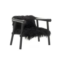 fauteuil - altay peau de chèvre hêtre massif, peau de chèvre de mongolie noir l 73cm x p 73cm x h 63cm,  assise h 34cm