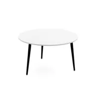 table basse - soho ø 70 blanc diam 70cm x h 33cm plateau médium laqué, piètement métal laqué noir