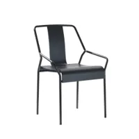 petit fauteuil - dao structure métal laqué, assise et dossier placage chêne noir l 56cm x p 50cm x h 80cm
