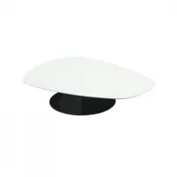 table basse - phoenix l 135cm x p 98cm x h 33cm blanc ivoire piètement acier laqué, plateau mdf finition composite, de minéraux noir
