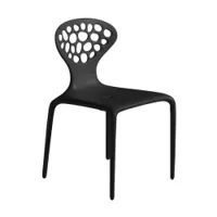 chaise et petit fauteuil extérieur - supernatural polypropylène noir l 49cm x p 50cm x h 81cm,  assise 46cm