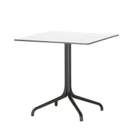 table et table basse extérieur - belleville outdoor 75x75 blanc plateau matériau massif stratifié, chant noir, piétement aluminium finition époxy l 75