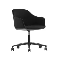 fauteuil de bureau - softshell à roulettes tissu plano, piétement aluminium finition époxy noir l 62cm x p 56,5cm x h 76,5-89,5cm,  assise h 38,5-50cm