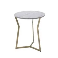 table d'appoint guéridon - star diam 50cm x h 57cm or plateau marbre de carrare, pied métal laqué