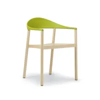petit fauteuil - monza frêne, polypropylène l 54cm x p 49cm x h 76cm,  assise h 45cm,  accoudoirs 64cm dossier vert jaune