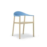 petit fauteuil - monza frêne, polypropylène l 54cm x p 49cm x h 76cm,  assise h 45cm,  accoudoirs 64cm dossier bleu clair