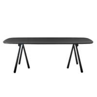 table - altay l 240 l 240cm x p 95cm x h 74cm noir plateau placage frêne, pieds frêne massif
