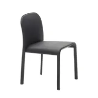chaise - scala revêtement cuir corrigé de vachette, dossier arrière croûte de cuir noir l 45cm x p 55cm x h 80cm,  assise h 46cm