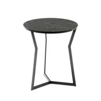 table d'appoint guéridon - star marquina diam 50cm x h 50cm noir marbre marquina, piètement métal laqué bronze noir