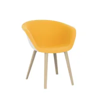 petit fauteuil - duna pieds bois jaune 426 l 63cm x p 58,5cm x h 75,5cm,  assise h 46,5cm coque polypropylène, assise tissu kvadrat divina, pieds chên