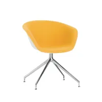 petit fauteuil - duna pied central piètement aluminium jaune 426 l 73cm x p 73cm x h 75,5cm,  assise h 46,5cm coque polypropylène, assise tissu kvadra