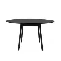 table - icha  ø 125 hêtre teinté, plateau linoléum charbon/ noir ø 125 x h 72 cm
