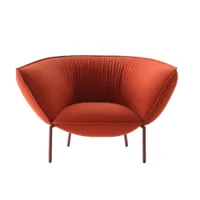 fauteuil - you rouge tissu fame, piètement métal laqué époxy l 128 x p 95 x h 85 cm