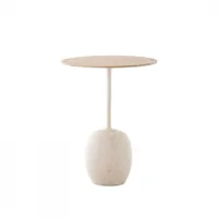 table d'appoint guéridon - lato ln8 ø 40 x h 50 cm chêne & marbre diva crème