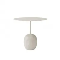 table d'appoint guéridon - lato ln9 blanc & marbre diva crème l 50 x p 40 x h 45 cm