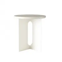 table d'appoint guéridon - androgyne blanc ø 42 x h 44,8 cm acier finition époxy, marbre crystal rose