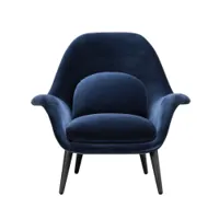 fauteuil - swoon lounge tissu kvadrat harald, chêne noir bleu foncé 792