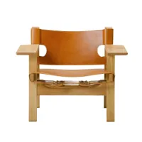 fauteuil - the spanish chair cognac cuir sellier, chêne huilé naturel