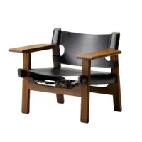 fauteuil - the spanish chair noir cuir sellier, chêne fumé