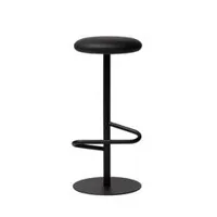 tabouret haut - odette stool noir cuir elmo soft, acier finition époxy