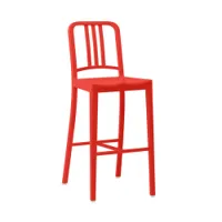 tabouret haut - 111 navy stool rouge polypropylène recyclé, fibre de verre l 43 x p 47 x h 109 cm, assise 76 cm