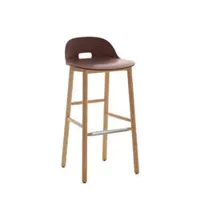 tabouret haut - alfi stool dossier bas marron polypropylène et sciure de bois recyclés, frêne naturel l 43,2 x p 48,5 x h 91,5 cm, assise 76 cm