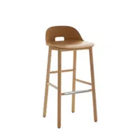 tabouret haut - alfi stool dossier bas sable polypropylène et sciure de bois recyclés, frêne naturel l 43,2 x p 48,5 x h 91,5 cm, assise 76 cm