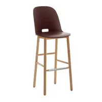 tabouret haut - alfi stool dossier haut marron polypropylène et sciure de bois recyclés, frêne naturel l 43,2 x p 50 x h 110 cm, assise 76 cm