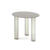 table d'appoint guéridon - echino ø48 gris fumé/ nickel noir ø 48 x h 44 cm verre soufflé, tôle d'acier finition nickel satiné