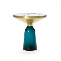 table d'appoint guéridon - bell side marbre ø 50 x h 53 cm bleu montana marbre blanc verre soufflé, laiton, plateau marbre