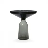 table d'appoint guéridon - bell side marbre ø 50 x h 53 cm marbre noir gris quartz/ noir verre soufflé, acier, plateau marbre