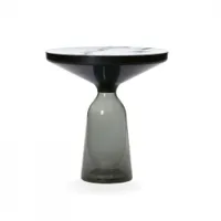table d'appoint guéridon - bell side marbre ø 50 x h 53 cm marbre blanc gris quartz/ noir verre soufflé, acier, plateau marbre