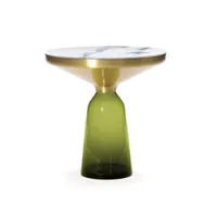 table d'appoint guéridon - bell side marbre vert olive ø 50 x h 53 cm marbre blanc verre soufflé, laiton, plateau marbre