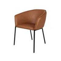 petit fauteuil - you cuir cuir panama, métal laqué époxy l 67 x p 60 x h 74 cm, assise 45 cm marron 5500