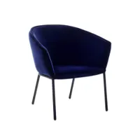 fauteuil - you lounge velours kvadrat harald, métal laqué époxy l 67 x p 60 x h 70 cm, assise 36 cm  bleu 792