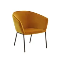 fauteuil - you lounge velours kvadrat harald, métal laqué époxy l 67 x p 60 x h 70 cm, assise 36 cm  jaune 443