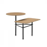 table d'appoint guéridon - tiers modele a chêne/ noir mdf plaqué chêne, acier laqué en polyester thermo durci