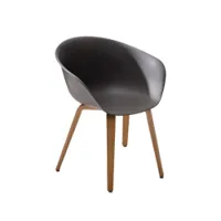 petit fauteuil - duna 02 eco gris anthracite l 44 x p 49,5 x h 74,5 cm, assise h 42,5 cm polypropylène, chêne naturel