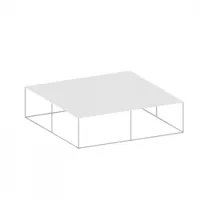 table basse - slim irony low table l 100 x p 100 x h 34 cm blanc demi-opaque