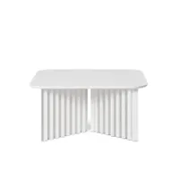 table basse - plec medium marbre blanc l 70 x p 70 x h 35,6 cm marbre de carrare, acier avec peinture polyester