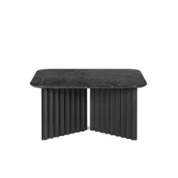 table basse - plec medium marbre noir l 70 x p 70 x h 35,6 cm marbre noir marquina, acier avec peinture polyester