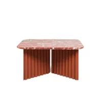 table basse - plec medium marbre rouge l 70 x p 70 x h 35,6 cm marbre rosso francia, acier avec peinture polyester