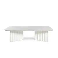 table basse - plec large marbre blanc l 115 x p 60 x h 30 marbre de carrare, acier avec peinture polyester