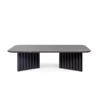 table basse - plec large marbre noir l 115 x p 60 x h 30 marbre noir marquina, acier avec peinture polyester