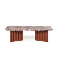 table basse - plec large marbre rouge l 115 x p 60 x h 30 marbre rosso francia, acier avec peinture polyester