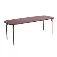 table et table basse extérieur - week-end rectangulaire bordeaux l 220 x p 85 x h 75 cm