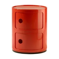 table de chevet rouge 2 tiroirs componibili - kartell